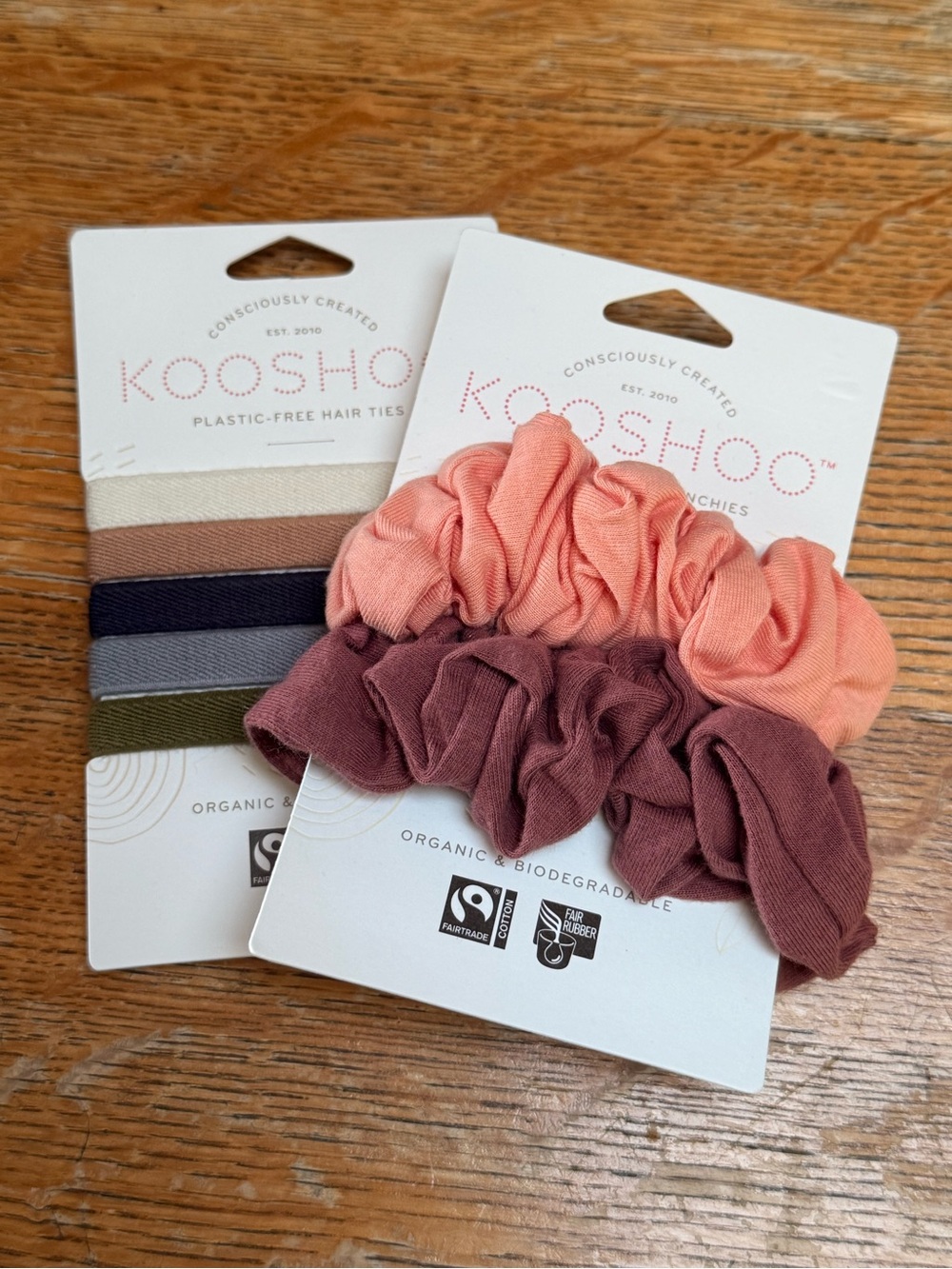 Organic Cotton Hair Scrunchies Set - Peach & Mauve